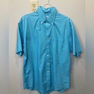 Brooks Brothers short sleeve dress shirt - medium - blue gingham